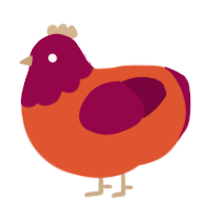 A vermilion and maroon chicken with a head pattern