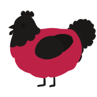 A crimson and sable chicken with a head pattern