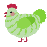 A gluppy and grass chicken with a bar pattern