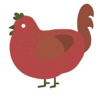 A red and russet chicken with a half-lace pattern