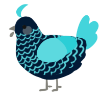 A tumblr and aqua chicken with a lace pattern
