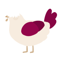 A cream and maroon chicken