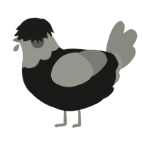 A sable and ash chicken with a head pattern
