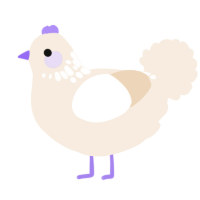 A cream chicken with a neck-speckle pattern