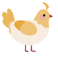 A cream and honey chicken with a head pattern