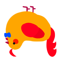 A orange and crimson chicken
