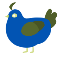 Peecock, a ultramarine and olive chicken