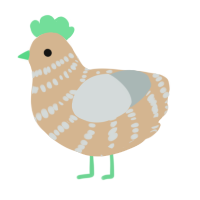 A beige and silver chicken with a bar pattern
