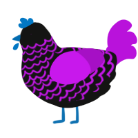 A black and amethyst chicken with a lace pattern
