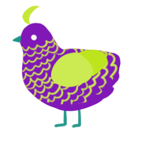A violet and lime chicken with a lace pattern