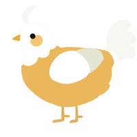 A honey and white chicken with a head pattern