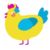 A yellow and cerulean chicken