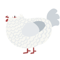 A white and mist chicken with a lace pattern
