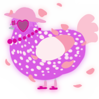 A orchid and rose chicken with a speckle pattern