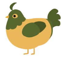 Buttercup, a honey and olive chicken with a head pattern