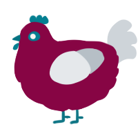 A maroon and mist chicken