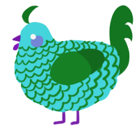 A aqua and leaf chicken with a lace pattern
