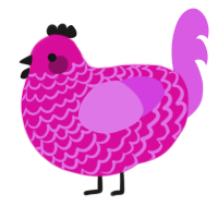 A fuchsia and orchid chicken with a lace pattern