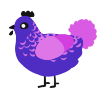 A indigo and orchid chicken with a half-lace pattern