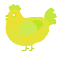 A yellow and lime chicken with a lace pattern