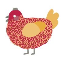 A crimson and honey chicken with a double-lace pattern