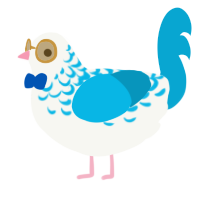 A white and cerulean chicken with a half-lace pattern
