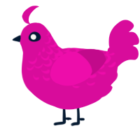 EVIL Astrophel, a fuchsia chicken with a half-lace pattern