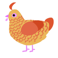 A honey and vermilion chicken with a lace pattern