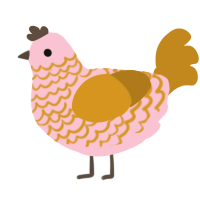 A rose and ochre chicken with a lace pattern
