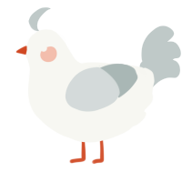 A white and silver chicken