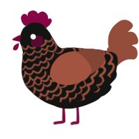 A black and russet chicken with a lace pattern