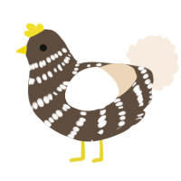 A bark and cream chicken with a bar pattern