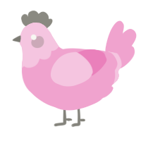 A pink chicken with a head pattern