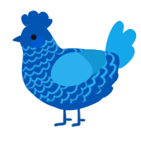 A ultramarine and sky chicken with a lace pattern