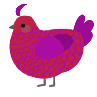 A crimson and plum chicken with a lace pattern