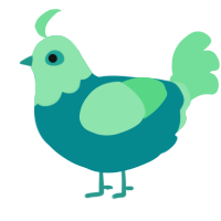 A teal and spring chicken with a head pattern