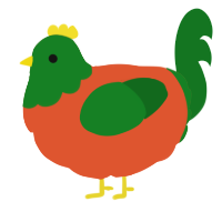 A vermilion and leaf chicken with a head pattern