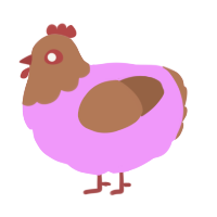 A lavender and brown chicken with a head pattern