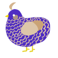 A indigo and beige chicken with a lace pattern