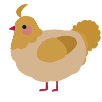 A beige and gold chicken with a head pattern