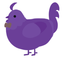 A amethyst chicken with a head pattern
