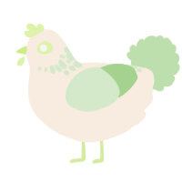 A cream and gluppy chicken with a neck-speckle pattern