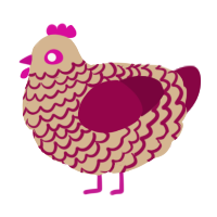 A beige and maroon chicken with a lace pattern