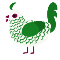 A white and leaf chicken with a lace pattern