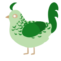 A gluppy and leaf chicken with a half-lace pattern