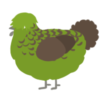 A chartreuse and bark chicken with a half-lace pattern