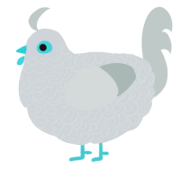 Weathergirl, a mist and silver chicken with a double-lace pattern