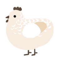 A cream chicken with a half-lace pattern
