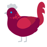 Panther, a maroon and crimson chicken with a neck-speckle pattern