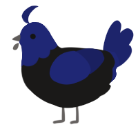 A sable and navy chicken with a head pattern